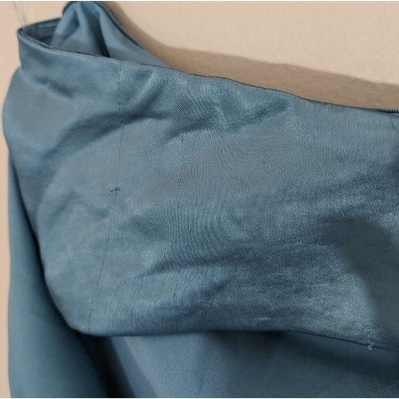 Showpo Charlita Steel Blue Maxi Dress Strapless Cowl Back Satin Dress Size 4 - Picture 9 of 11